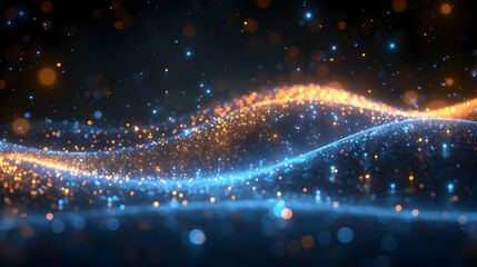 Obraz premium Abstract Blue and Orange 3D Background with Bokeh Lights