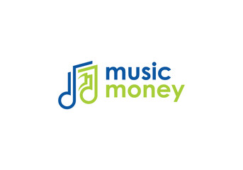 money with music notes composer logo design template