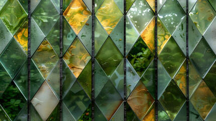 Diamond Shaped Green Glass Panel Illustration