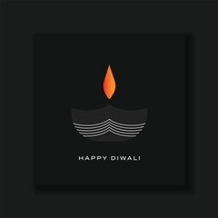 Dark Minimalist Happy Diwali Social Media Post Design Template for Businesses - Deepawali Celebration, Ad Design for Promotions