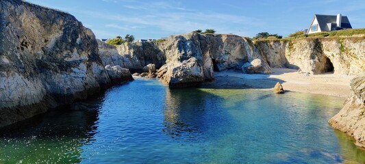 Panorama sur une plage du Le Pouliguen, Loire-Atlantique, France