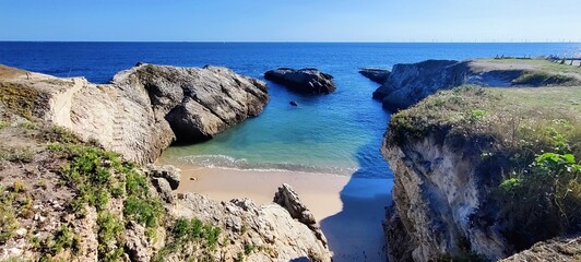 Panorama sur une plage du Le Pouliguen, Loire-Atlantique, France