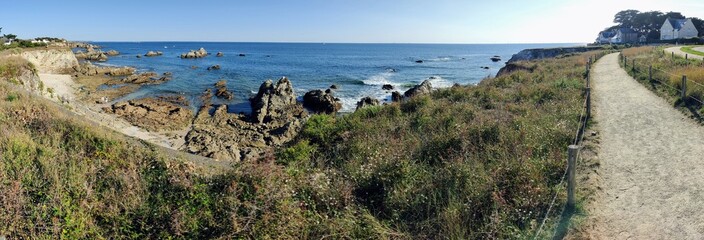 Panorama sur une plage du Le Pouliguen, Loire-Atlantique, France
