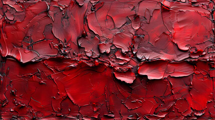 Red Abstract Paint Texture -  Close-up View of Crimson Abstract Oil Painting