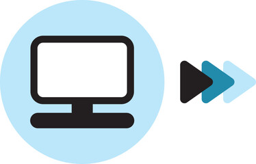 矢印のついたパソコンのアイコン