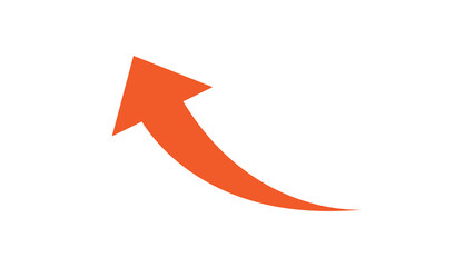 red curved arrow on white background