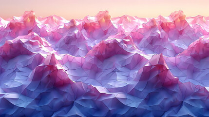 Abstract Purple & Pink 3D Mountains Illustration