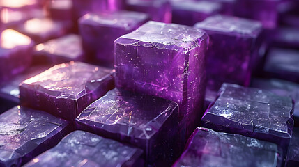Purple Crystal Cube 3D Render Abstract Background