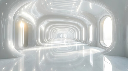 White Abstract 3D Tunnel with Windows