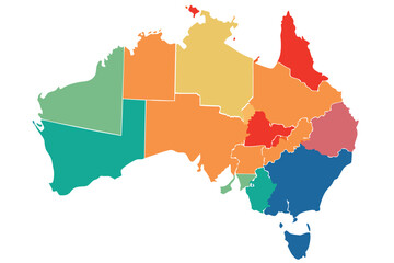 Obraz premium Aussie Atlas in Technicolor: State Lines and Vivid Designs