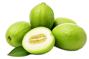 Feijoa fruits isolated on a transparent background.
