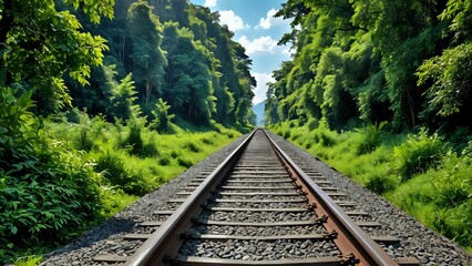 railroad tracks in the forest