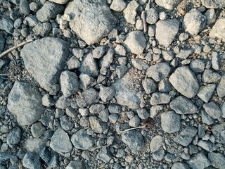 small and medium rocks around dry land texture background