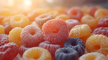 Closeup Macro Photo of Sugary Gummy Candies
