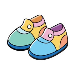 Colorful Cute Baby Shoes Vector Illustration.