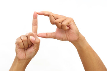 Letter D Hand sign language alphabet in Bisindo. Bisindo is a sign language that developed naturally in Indonesia.