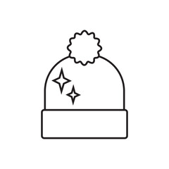 Winter hat icon. Vector in simple flat design, outline.