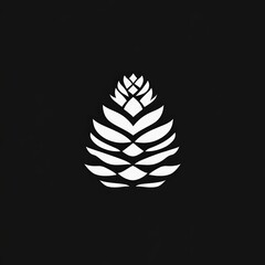 Obraz premium A lone pine cone stands out against a stark black background, a symbol of resilience and winter's enduring beauty