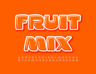 Vector orange template Fruit Mix. Bright Glossy Font. Decorative Alphabet Letters and Numbers set