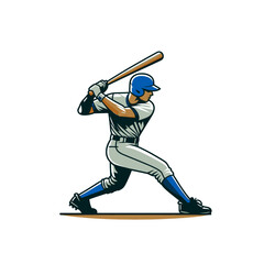 Baseball player isolated vector illustration. Modern style mascot.