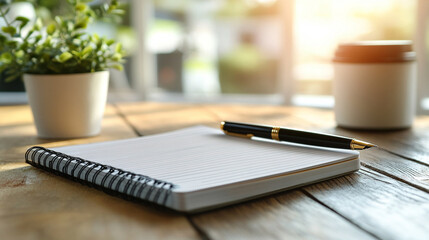 notepad and pen on a table, symbolizing creativity and contemplation. The bright lighting enhances the serene atmosphere, inviting inspiration and productivity