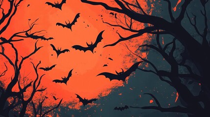 Banner for a Halloween Clothing Workshop Featuring Spooky Background with Bats