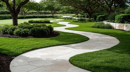 Fototapeta premium Winding Stone Path Through Lawn