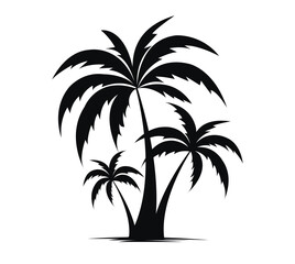 Black Palm Tree Logo With Isolated White Background