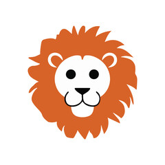 Obraz premium Simple Minimalist Funny Lion Vector – Colorful Design on White Background