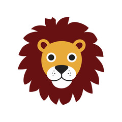 Obraz premium Simple Minimalist Funny Lion Vector – Colorful Design on White Background