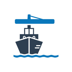 Cargo ship icon on white background