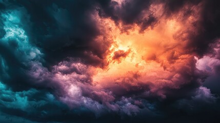 Stormy Sunset with Dark Clouds in Captivating Display