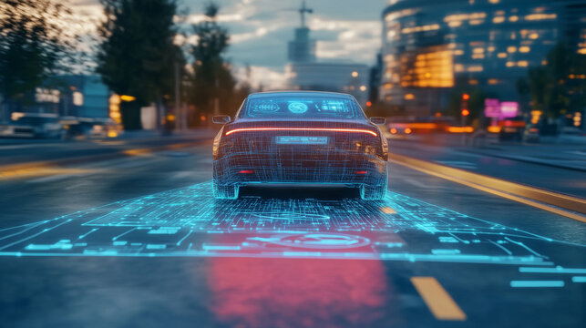 Illustrate an automatic braking system designed to prevent car crashes, showcasing its role in driver assistance for autonomous vehicles.