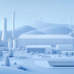 Obraz premium a city with wind turbines and buildings in the background