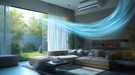 Innovative Air Conditioning System Concept in Modern Living Room Setting
