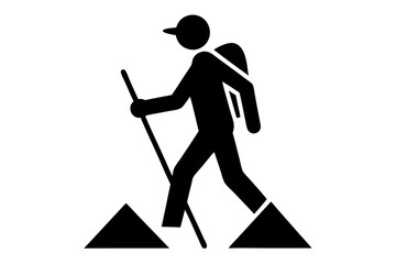 Hiking icon vector silhouette | vector silhouette illustration on white background