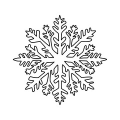 Snowflake in doodle style. Vector illustration on white background