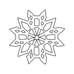 Snowflake in doodle style. Vector illustration on white background