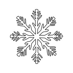 Snowflake in doodle style. Vector illustration on white background