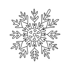 Snowflake in doodle style. Vector illustration on white background