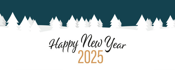 Happy New Year 2025 - Text on a winterly landscape
