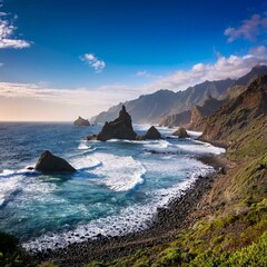 amazing atlantic coastline benijo beach tenerife canarian islands spain