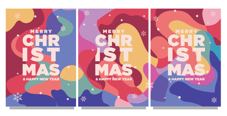 modern vintage style christmas and happy new year greeting card design set template vector illustration