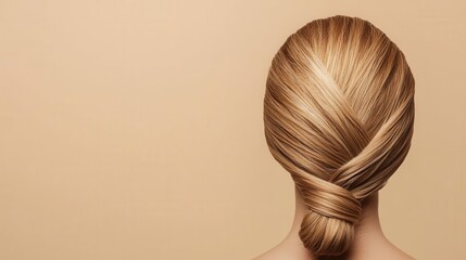Fototapeta premium Hair tied up in a protective braid for overnight care, haircare inspiration, keeping hair healthy