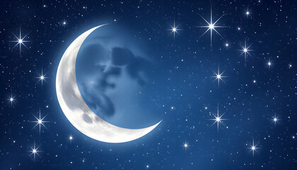 Naklejka premium Moon, star, stars, sparkles, falling star, isolated on transparent background. Night sky, starlight, milky way, galaxy, space overlays, png isolated with white highlights, png