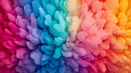 Obraz premium A vibrant explosion of colorful powder, blending hues of pink, blue, purple, and orange, creating a stunning visual display against a soft gradient background.