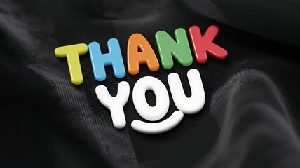 a vibrant thank you note on a black, textured background in colorful, bold, playful fonts (green, blue, orange, red). THANK YOU for ppt slides