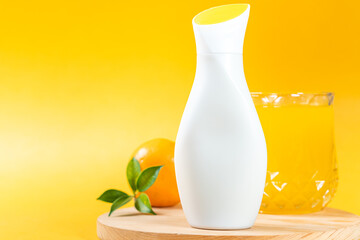 Fresh Orange Juice with Bottle and Fruit