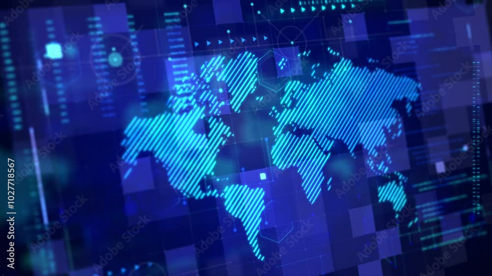 Poster futuristic technology abstract background with basic geometry line and world map element