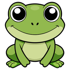Cute Chibi Frog Sitting Cheerfully